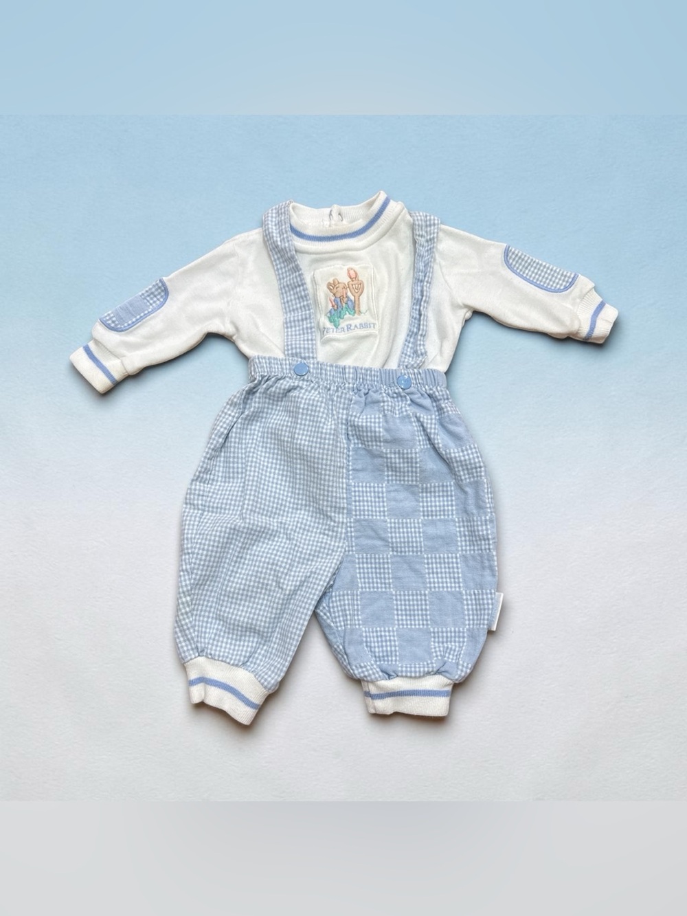 Vintage Peter Rabbit Baby Boy Overalls & Shirt Set Size 3 Months Beatrix Potter